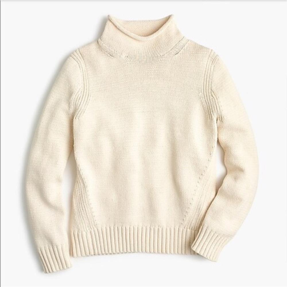 Cream J. Crew 1988 Rollneck Cotton Sweater in S